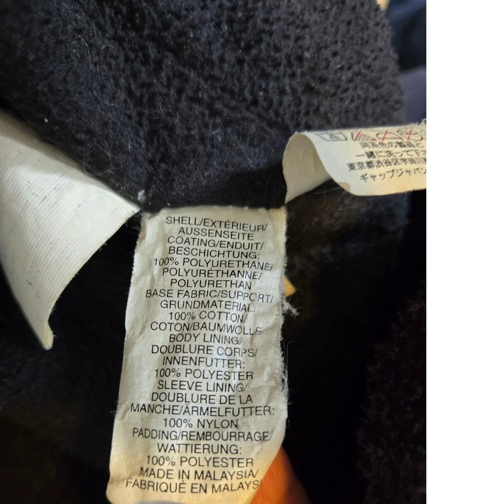 Vintage Y2K GAP Fleece Lined Utility Jacket Black Zip Front Oversized XL - Picture 8 of 10